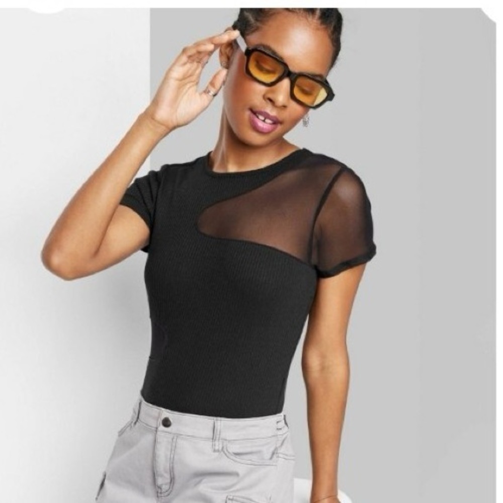 Black Sheer Panel Top